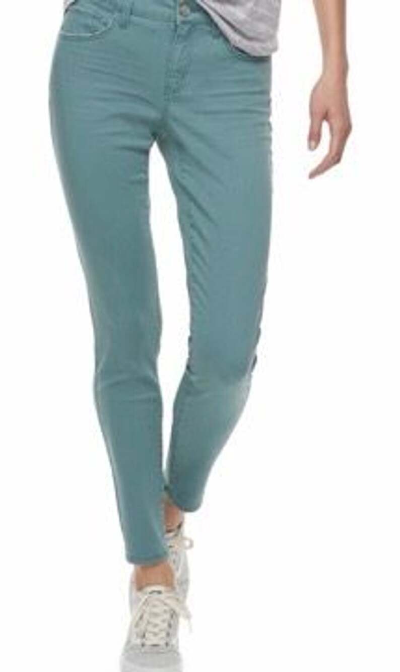Cabi Jeans Skinny Teal Green Twill Pants Size 4 - Picture 8 of 8